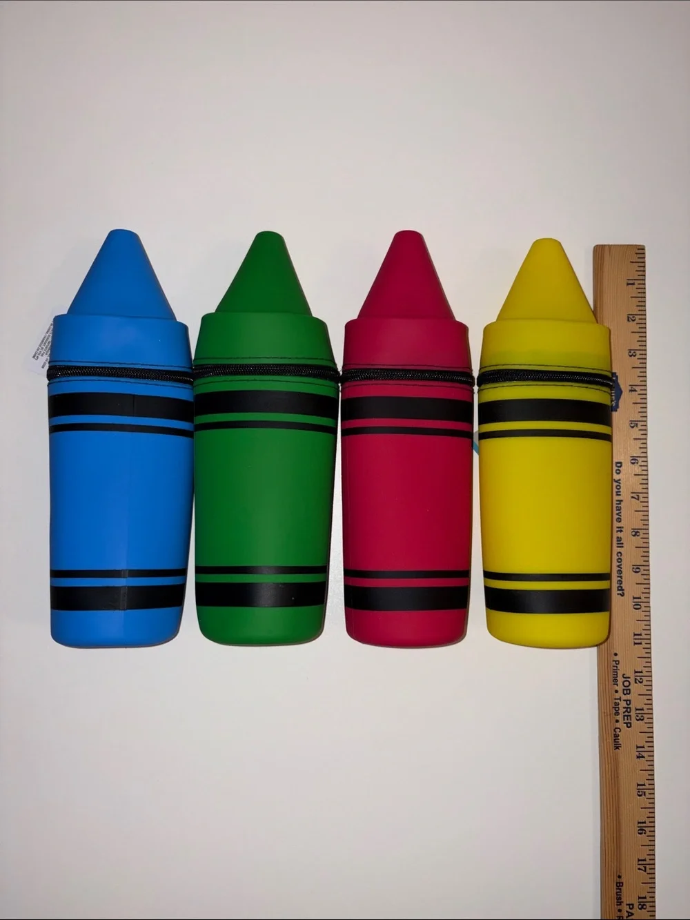 1 Colorful Crayon Shaped Kids Zipper Pencil Case SILICONE Back to School